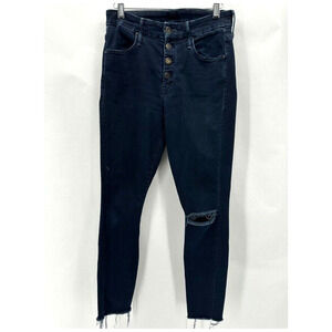 Mother Denim The Pixie Ankle‎ Fray Jeans Size 27 Navy Distressed Classic Retro